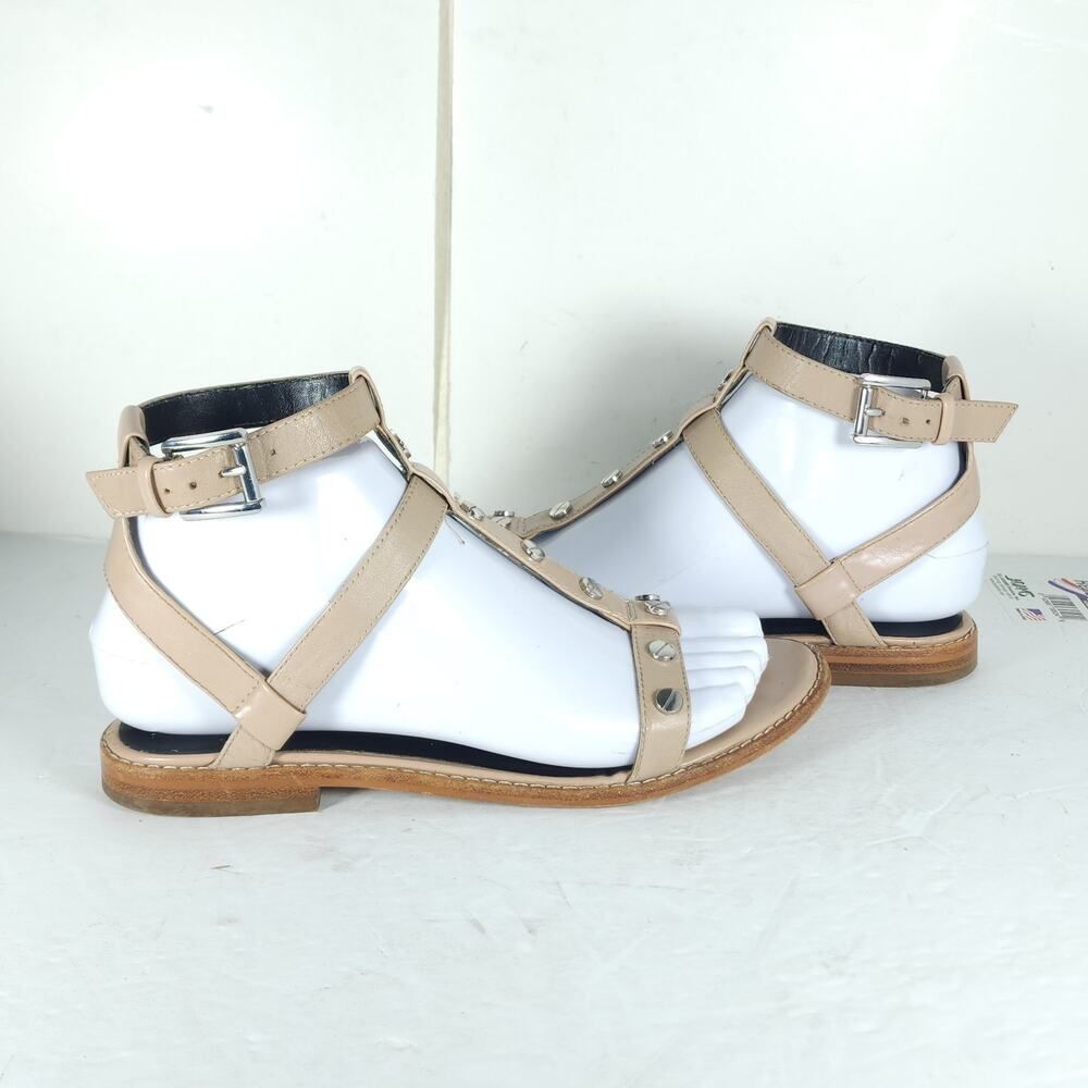 Rebecca Minkoff Women's US 6M Beige Leather Studded Strappy Gladiator Sandals - Picture 9 of 14